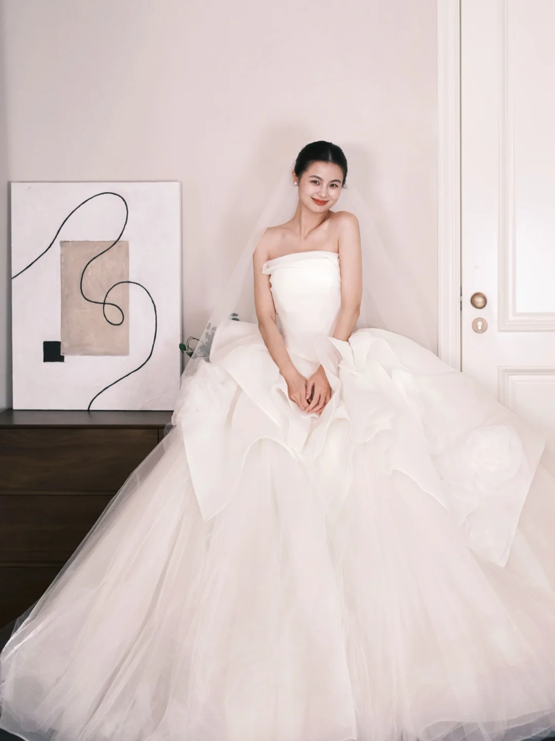 Strapless Satin Tulle Ball Gown Wedding Dress NV7312