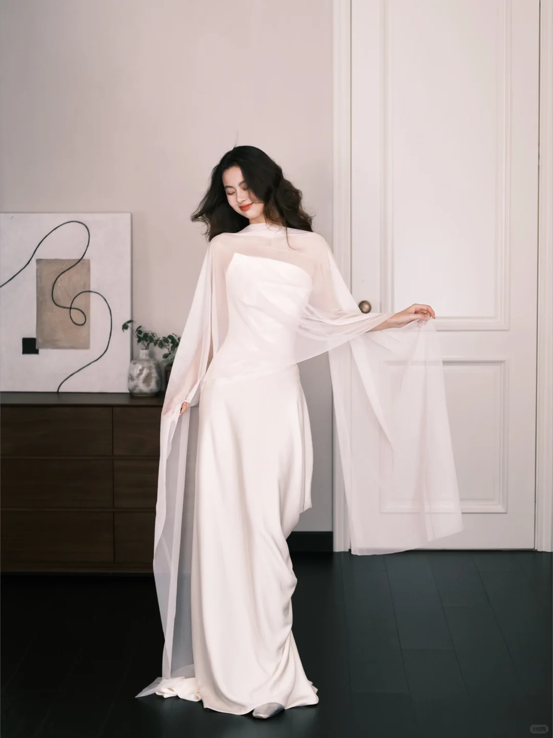 Simple Strapless Satin Mermaid Bridal Gown with Chiffon Sash NV7308