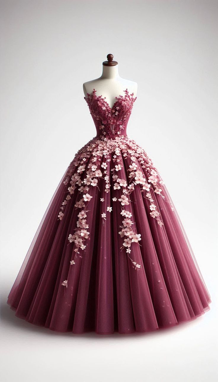 Robe de bal longue en tulle rose délicat à fleurs NiceVestidos NV6133
