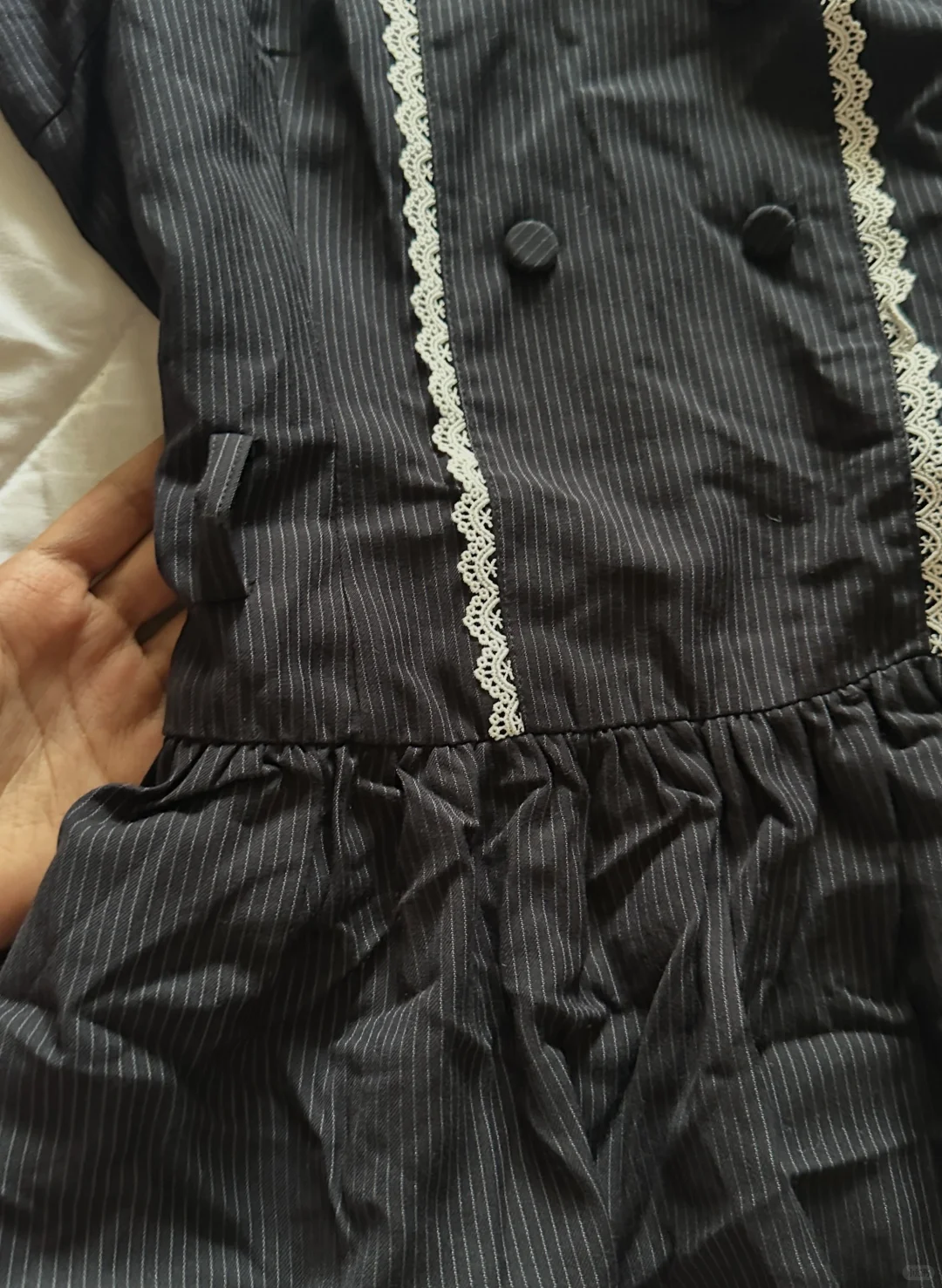 Black Striped Short Homecoming Dress White Peter Pan Collar Puff Sleeve Tiered Skirt Vintage Cocktail Gown NV6928