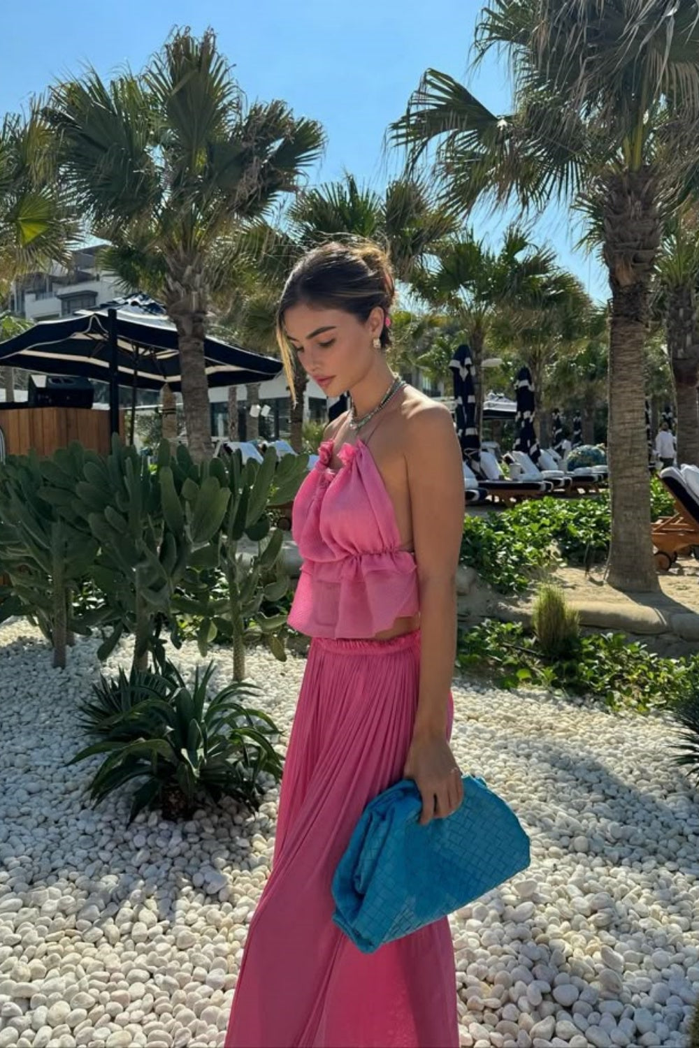 Blue/Pink Fashion Two Piece Suit Elegant Wedding Guest Party Dress Holiday Dress nv5334