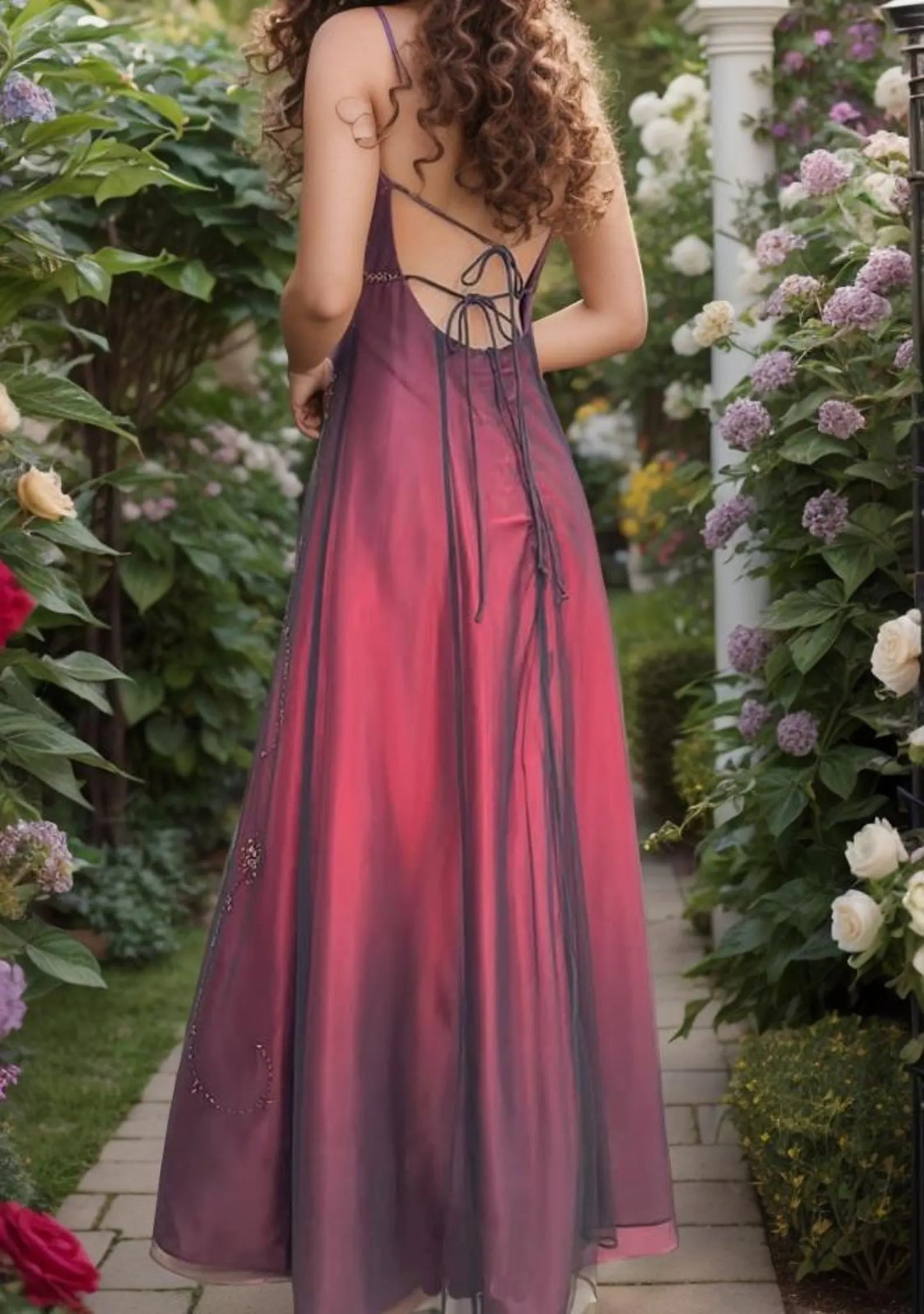 Robe de bal vintage bordeaux ombrée à perles, longue robe de bal en satin, robe de soirée, robe de soirée nv4220