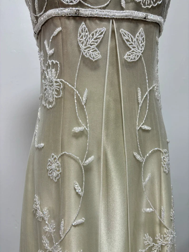 Gold yellow retro fashion gradient exquisite beaded long tulle ball gown, evening dress, party dress nv3701