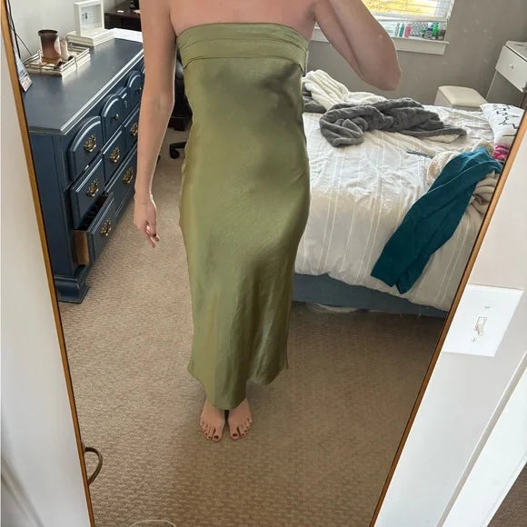 Robe de soirée longue en satin vert, simple et élégante, robe de bal, robe de soirée, nv3634