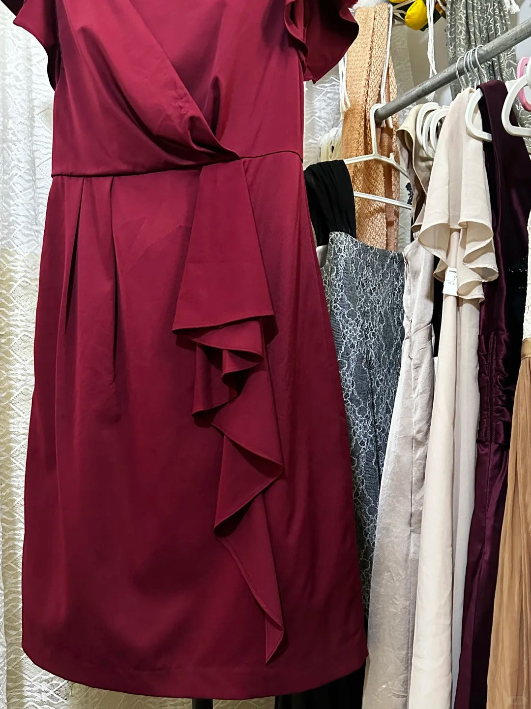 Dark red vintage short satin homecoming dress birthday party dress nv5090