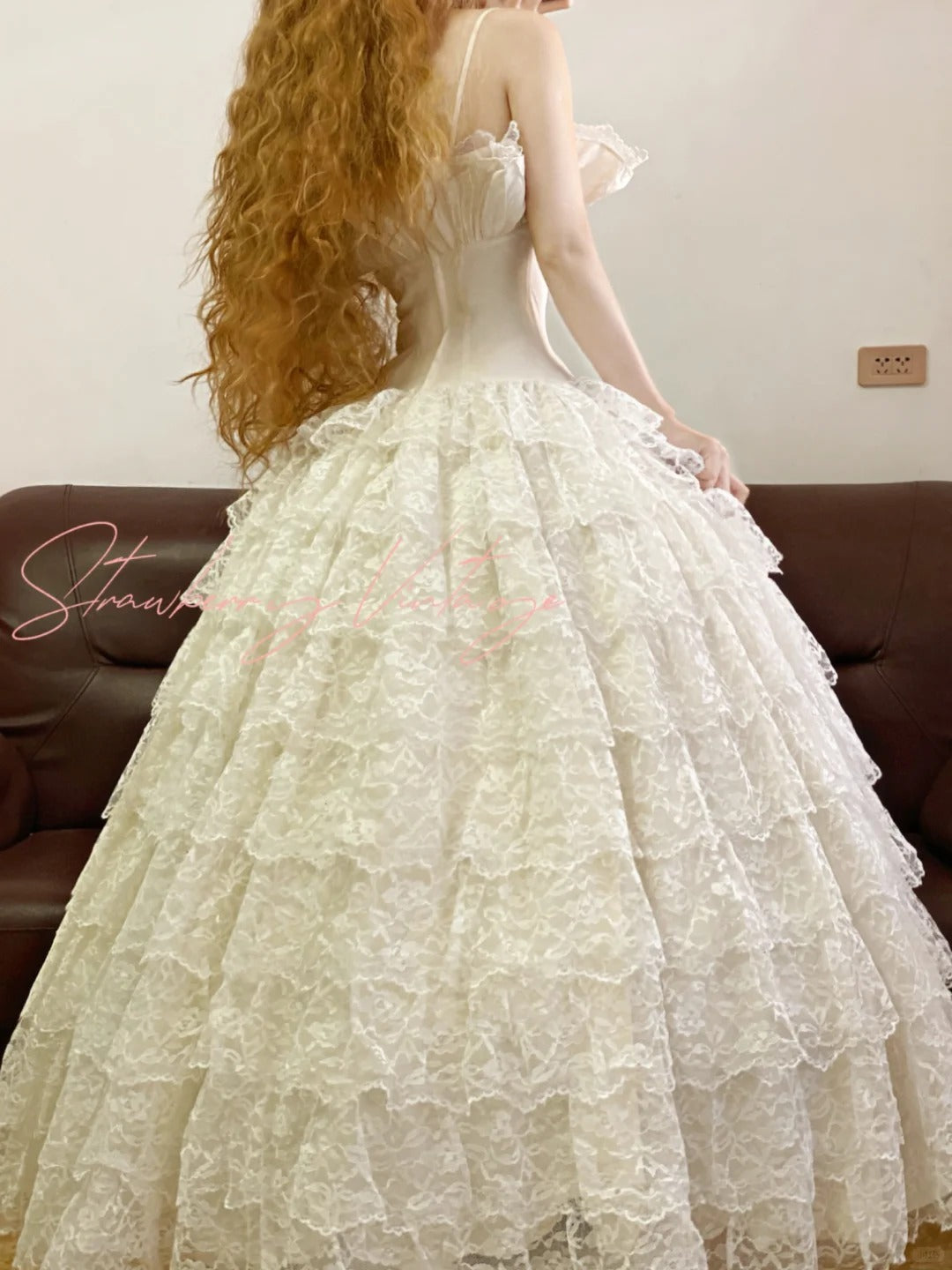 White lace vintage elegant long tulle princess ball gown evening dress party dress nv5010