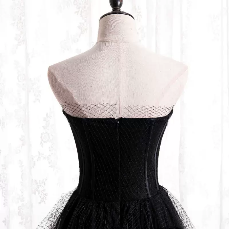 Robe de soirée longue en tulle noir nv39