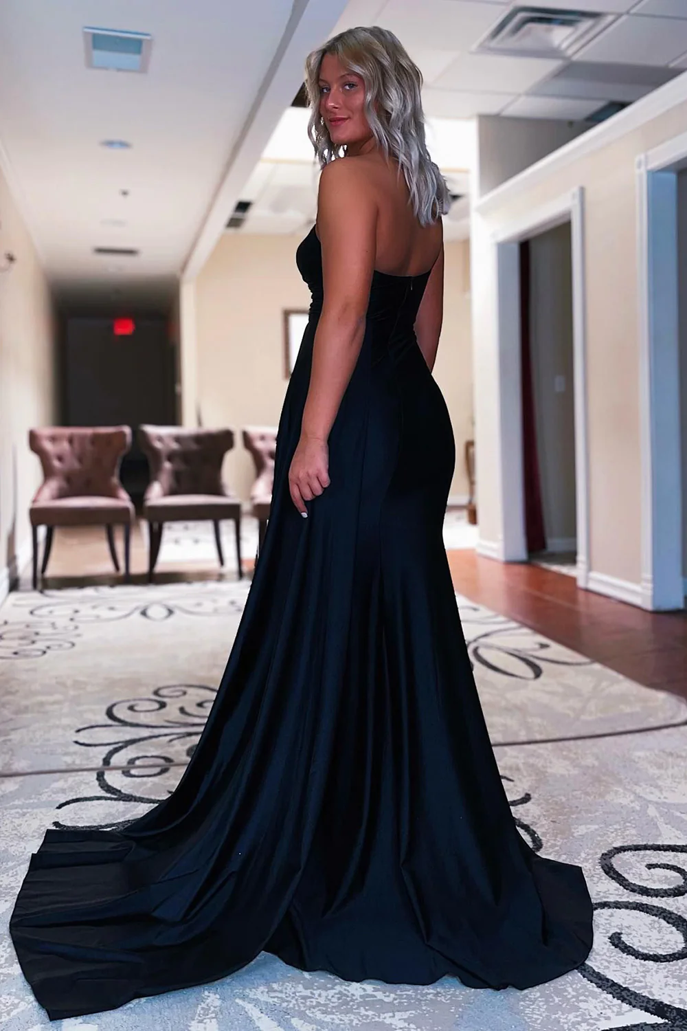 Black One Shoulder Mermaid Prom Dress nv691