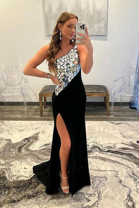 rhinestone one shoulder dress Poly USA 8914