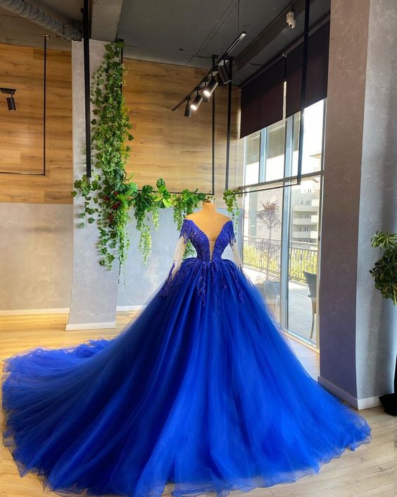 Robe de soirée longue élégante bleu foncé pour femme, magnifique robe de soirée, robe de quinceanera, nv31