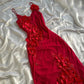 Red V Neck Elegant Floral Long Chiffon Ball Gown Evening Dress Party Dress  nv4580