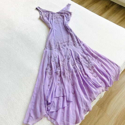 Robe de soirée en mousseline de soie lilas, nouvelle collection nv5406