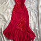 Red V Neck Elegant Floral Long Chiffon Ball Gown Evening Dress Party Dress  nv4580