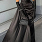 Black Elegant V Neck Mermaid Side Slit Satin Long Evening Gown Ball Gown nv1978