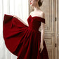 Cute burgundy velvet short prom dress homecoming dress party dress evening gown nv2063