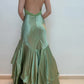 Grünes Vintage Perlenbesetztes langes Ballkleid Abendkleid nv2098