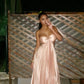 Nude pink suspender long satin holiday travel beach party dress dress birthday dress nv4676