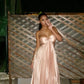Nude pink suspender long satin holiday travel beach party dress dress birthday dress nv4676