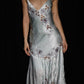 Silver Vintage Floral Midi short Satin Homecoming Dress Ball Gown Prom Dress Ball Gown nv4474