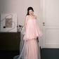 Strapless Blush Pink Bubble Tulle Two Piece Formal Dress with Sheer Pants  NV7364