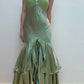 Grünes Vintage Perlenbesetztes langes Ballkleid Abendkleid nv2098