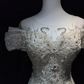Off Shoulder White Mermaid Wedding Gown Lace Appliques Hand Beading Sparkle Tulle Long Train  NV7049