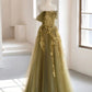 Green Exquisite Floral Elegant Fashion Long Tulle Ball Gown Evening Dress Birthday Party Dress Prom Dress nv3842
