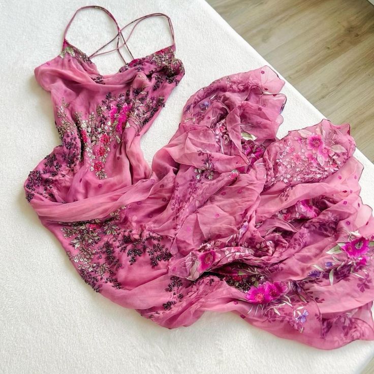 Rosa Spaghettiträger elegantes langes Chiffon-Partykleid mit Blumenmuster Abendkleid Ballkleid NV3264