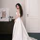 Strapless Twist Satin A-Line Wedding Dress with Side Slit & Pockets  NV7384