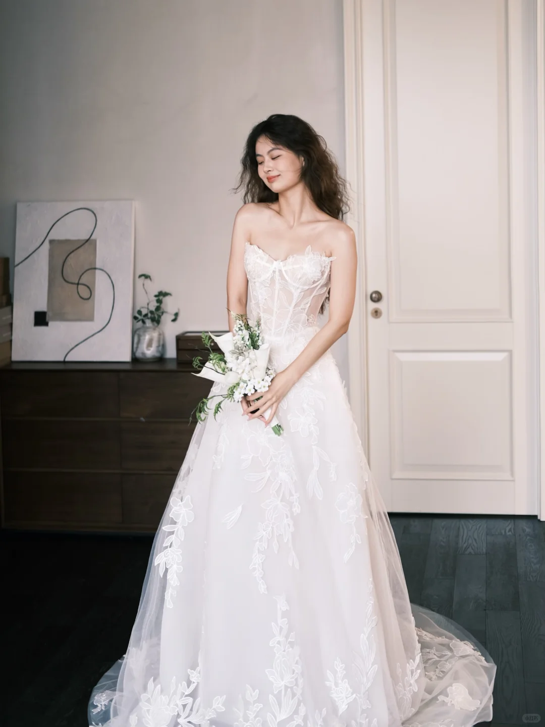 Off Shoulder Sheer Boned Lace Wedding Dress with Detachable Tulle Sleeves  NV7374