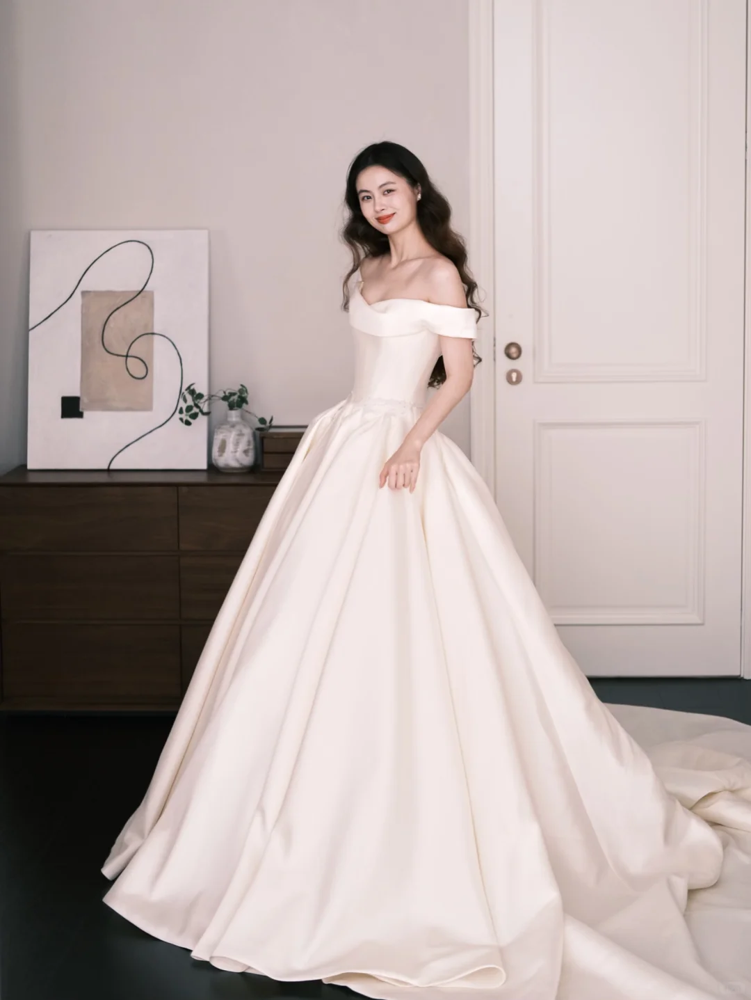 Off The Shoulder Satin Ballgown Wedding Dress Bridal Gown  NV7270