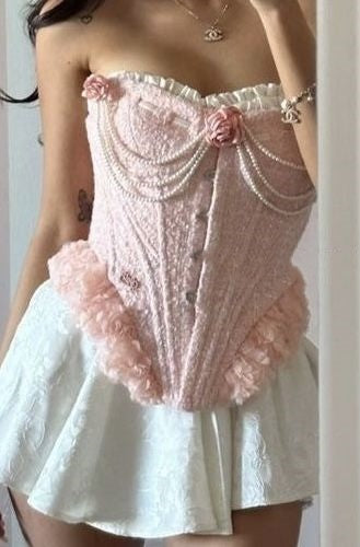 Pink Sweet Fashion Short Lace Homecoming Dress Birthday Party Dress nv4886