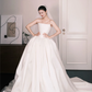 Strapless Satin Wedding Gown, Minimalist A Line Bridal Dress with Long Train  NV7348