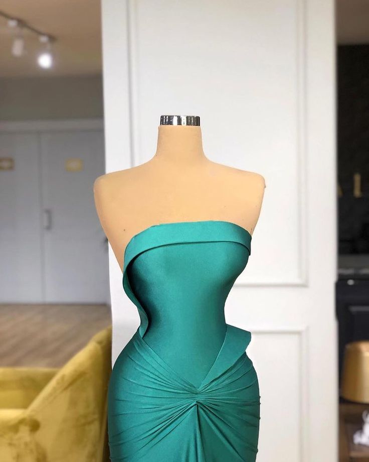 Grün Sexy Elegante Meerjungfrau Bodycon Lange Satin Bodenlangen Abendkleid Ballkleid Partykleid nv5111