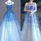 Blue luxurious beaded, sparkling, gorgeous wedding gown, beaded, sequined, floor-length princess ball gown nv5060