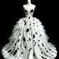 White Ball Gown with Abstract Black Spot Print, Strapless Sweetheart 3D Flower Tulle Evening Dress  NV7457