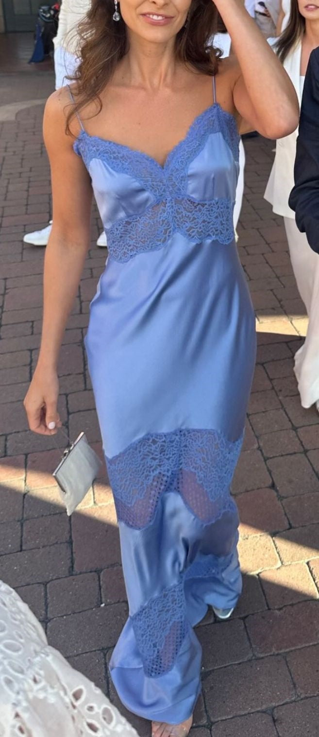 Purple satin elegant long spaghetti strap prom dress nv5200