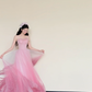 Ombre Pink Ruffle Sweetheart Sparkly Tulle Evening Ball Gown  NV7429