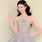 Strapless Lavender Ombre Sequin Tulle Prom Dress, Beaded Ball Gown Evening Dress  NV7418