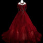 Burgundy sweetheart beaded tulle dress off the shoulder sweet 16 years old dress nv4283