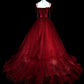 Burgundy sweetheart beaded tulle dress off the shoulder sweet 16 years old dress nv4283