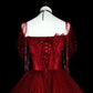 Burgundy sweetheart beaded tulle dress off the shoulder sweet 16 years old dress nv4283