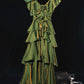 Green multi-layered satin long party dress prom gown evening gown nv4282