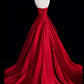 Red A-line off-shoulder satin long gown with tie party dress evening gown nv4281