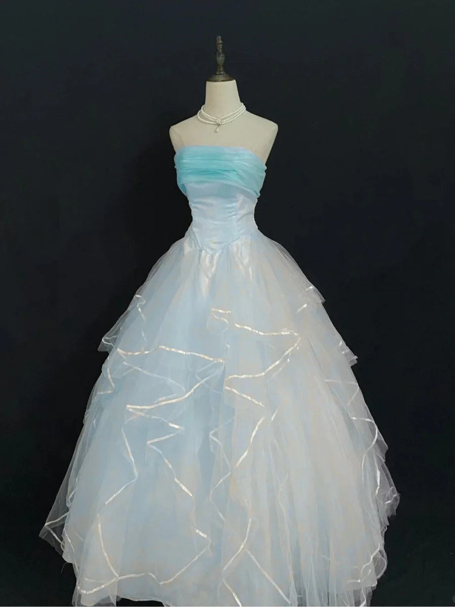 Light blue off-the-shoulder prom dress party dress sweet 16 years old dress evening gown nv4279