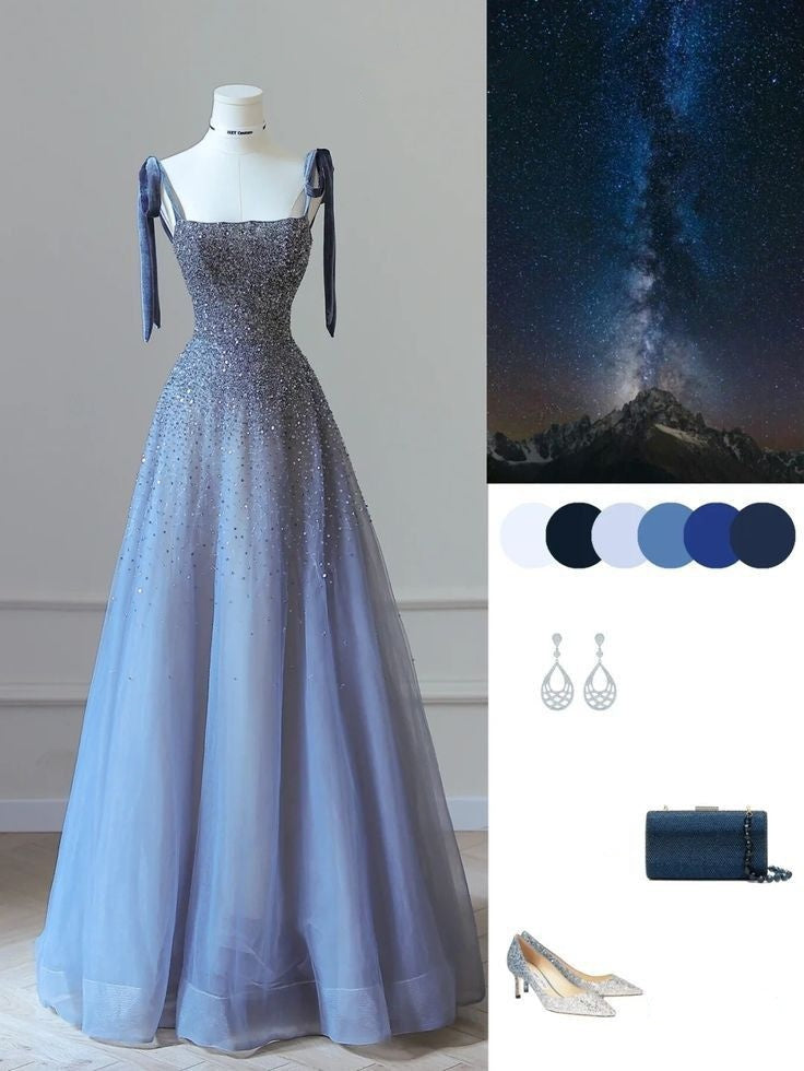 Purple Gorgeous Luxurious Shiny Elegant Fashion Exquisite Rhinestone Floor Length Tulle Graduation Gown Prom Gown Evening Gown nv3940