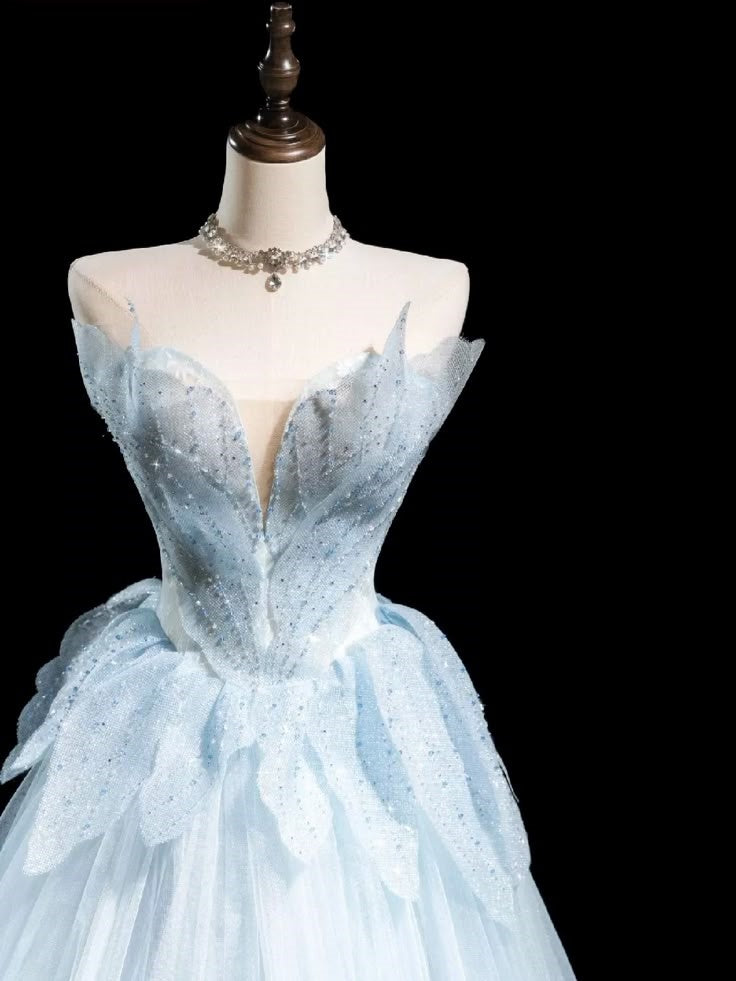 Light blue elegant sweet exquisite beaded long tulle ball gown evening dress Graduation dress adult dress nv3778