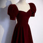Beautiful Burgundy A-line Velvet Long Party Dress Prom Gown Evening Gown nv2131