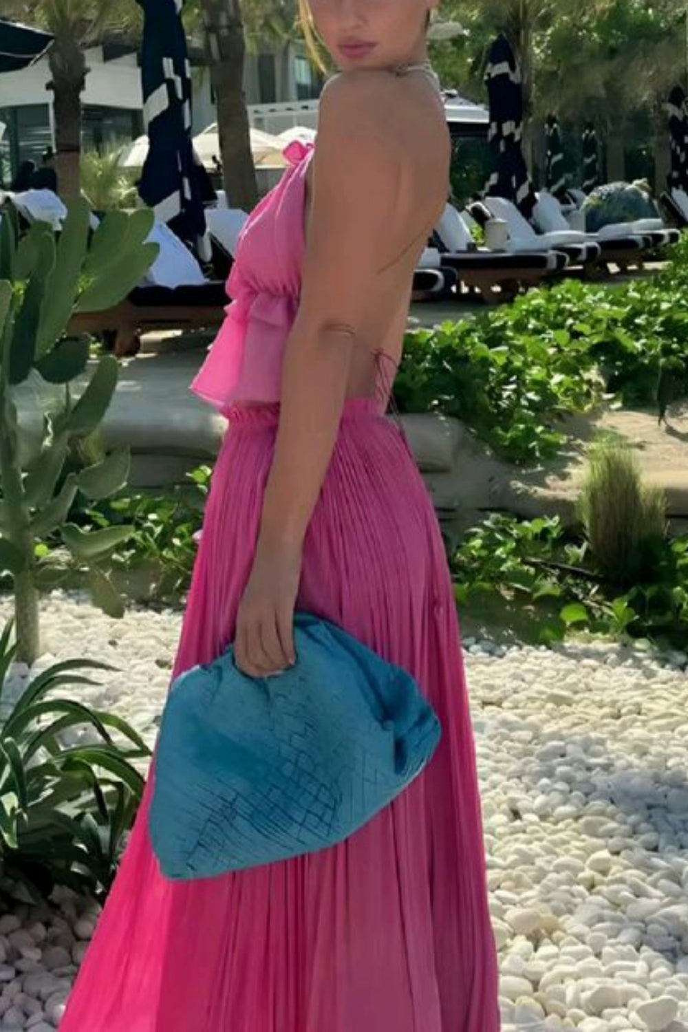 Blue/Pink Fashion Two Piece Suit Elegant Wedding Guest Party Dress Holiday Dress nv5334