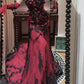 NiceVestidos-Red-Black Lace 3D Floral Sleeveless Floor-Length Gothic Gown NV6189